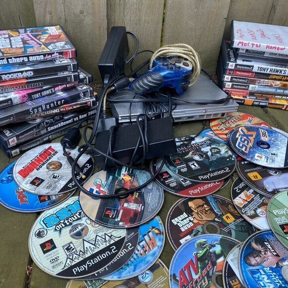 Sony PlayStation 2 Bundle with Many PS2 Games, PS2 Slim Silver, and Cords - Picture 5 of 7